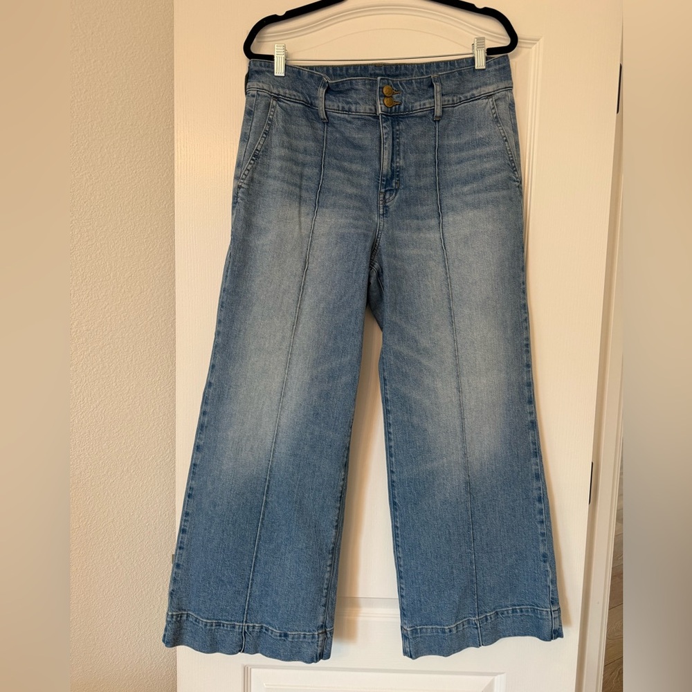 J. Crew High-Rise Wide-Leg Trouser Jeans in Medium Blue Wash
